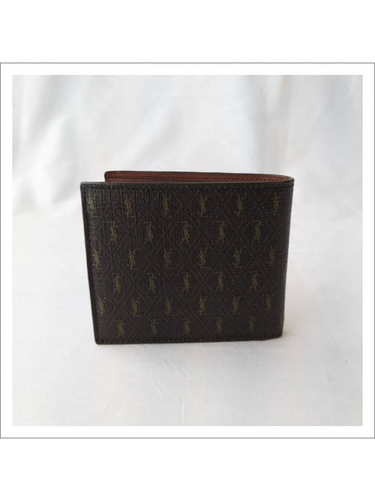 Monogram Canvas All Over Half Wallet Brown - SAINT LAURENT - BALAAN 2