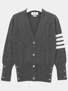 4-Bar V-Neck Cashmere Cardigan Grey - THOM BROWNE - BALAAN 4