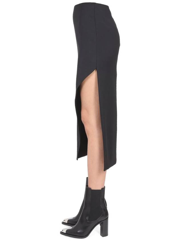 Women's Wool Slit Pencil Skirt Black - ALEXANDER MCQUEEN - BALAAN 4