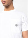 Men's Pisato Effect Logo Patch Pocket Short Sleeve T-Shirt White - STONE ISLAND - BALAAN 6