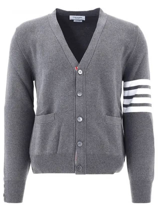 Milano Stitch 4-Bar Cardigan Medium Grey - THOM BROWNE - BALAAN 2