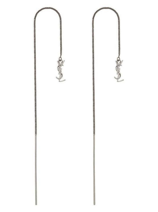 Monogram Opium Drop Metal Earrings Silver - SAINT LAURENT - BALAAN 1