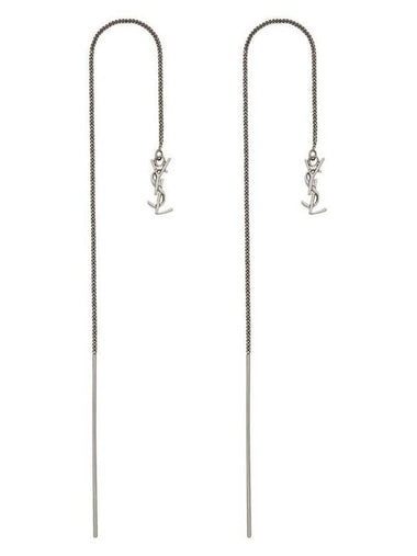 Monogram Opium Drop Metal Earrings Silver - SAINT LAURENT - BALAAN 1