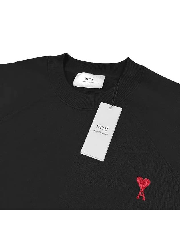 Small Heart Logo Sweatshirt Black - AMI - BALAAN 4