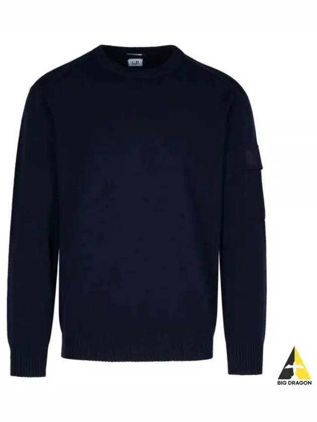 Merino Wool Crew Neck Knit Top Navy - CP COMPANY - BALAAN 2