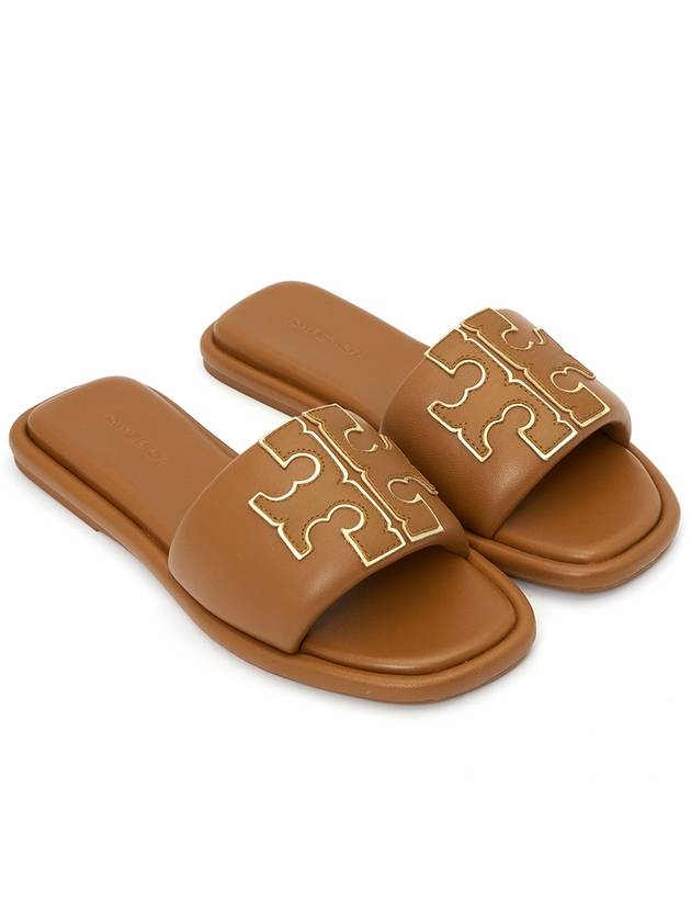 Double T Slide Slippers Brown - TORY BURCH - BALAAN 4