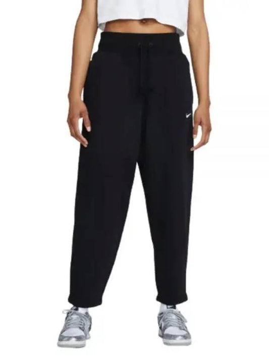 Women's Phoenix Fleece High Waist Curve Track Pants Black - NIKE - BALAAN 2