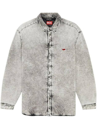 D Flaim S Tailored Denim Long Sleeve Shirt Gris - DIESEL - BALAAN 1