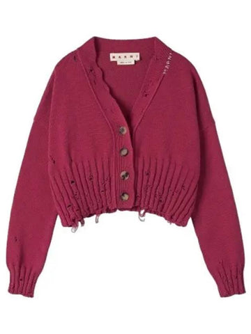 Cotton Crop Cardigan Cherry - MARNI - BALAAN 1