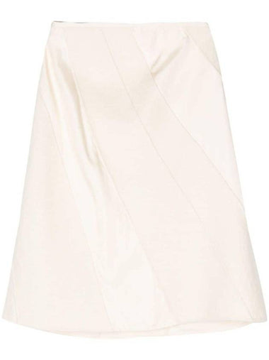 Jil Sander Beige Flared Skirt With Satin Inserts - JIL SANDER - BALAAN 1