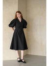 Caisienne Vneck puff sleeve Aline dress_black - CAHIERS - BALAAN 7