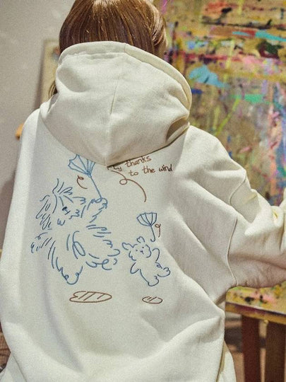 Wind Puppy Embroidered Hooded Zip Up Cream - CPGN STUDIO - BALAAN 2