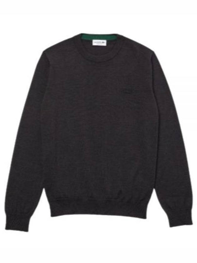 Crew Neck Merino Wool Knit Top Dark Grey - LACOSTE - BALAAN 2