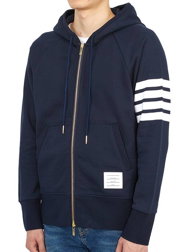 Engineered 4 Bar Diagonal Zip Up Hoodie Navy - THOM BROWNE - BALAAN 4