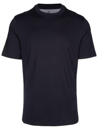 Crew Neck Short Sleeve T-Shirt Navy - BRUNELLO CUCINELLI - BALAAN 2