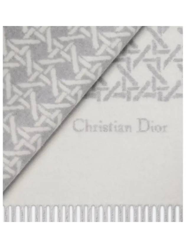 Graphic Cannage Scarf Ivory Gray Wool 45CAN203I114 C088 - DIOR - BALAAN 3