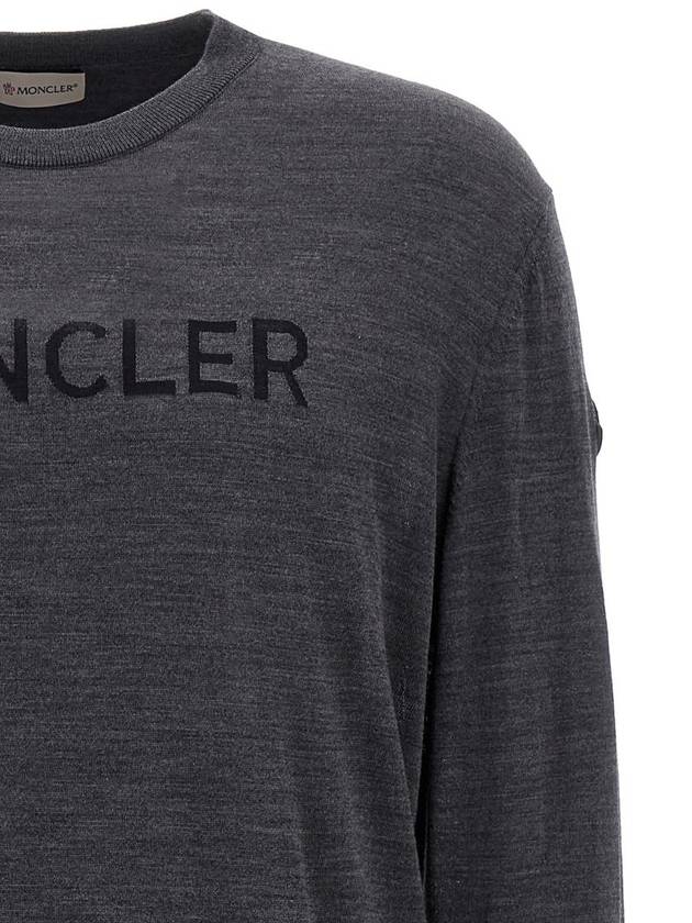 Logo wool knit top gray - MONCLER - BALAAN 4