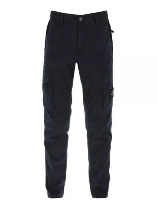 Garment Dyed Old Effect Stretch Broken Twill Cotton Cargo Pants Navy - STONE ISLAND - BALAAN 2