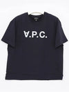 Logo Print Crew Neck Short Sleeve T-Shirt Navy - A.P.C. - BALAAN 4