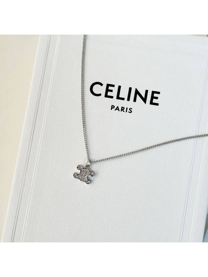 Triomphe Rhinestone Brass Crystal Necklace Silver - CELINE - BALAAN 2