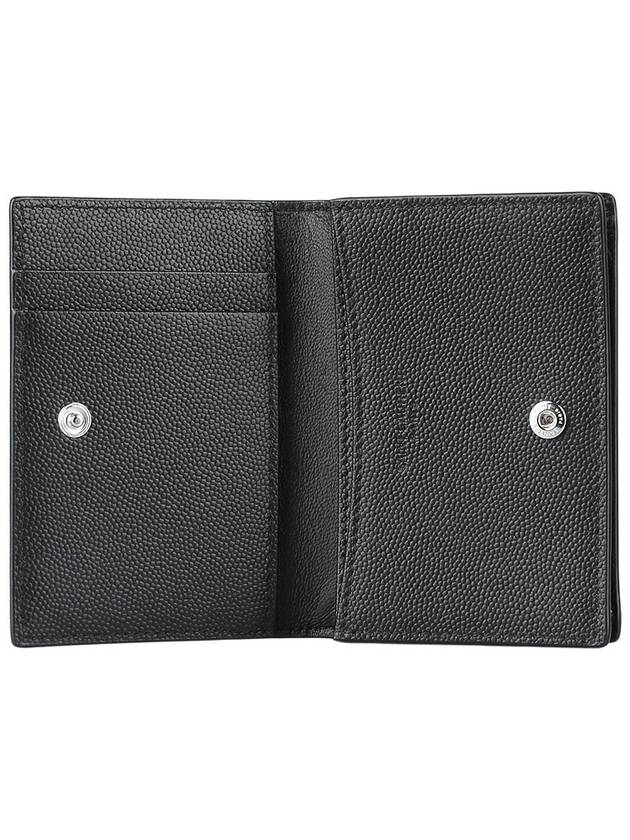 Business Flap in Grain De Poudre Embossed Leather Card Wallet Black - SAINT LAURENT - BALAAN 6