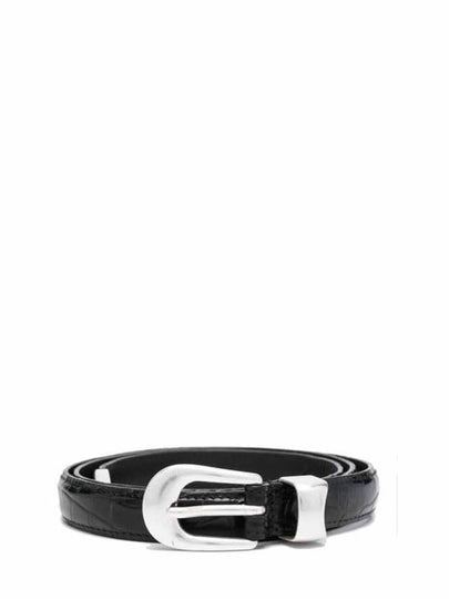 Licorice Croc Bull Hide Leather Belt Black - OUR LEGACY - BALAAN 2