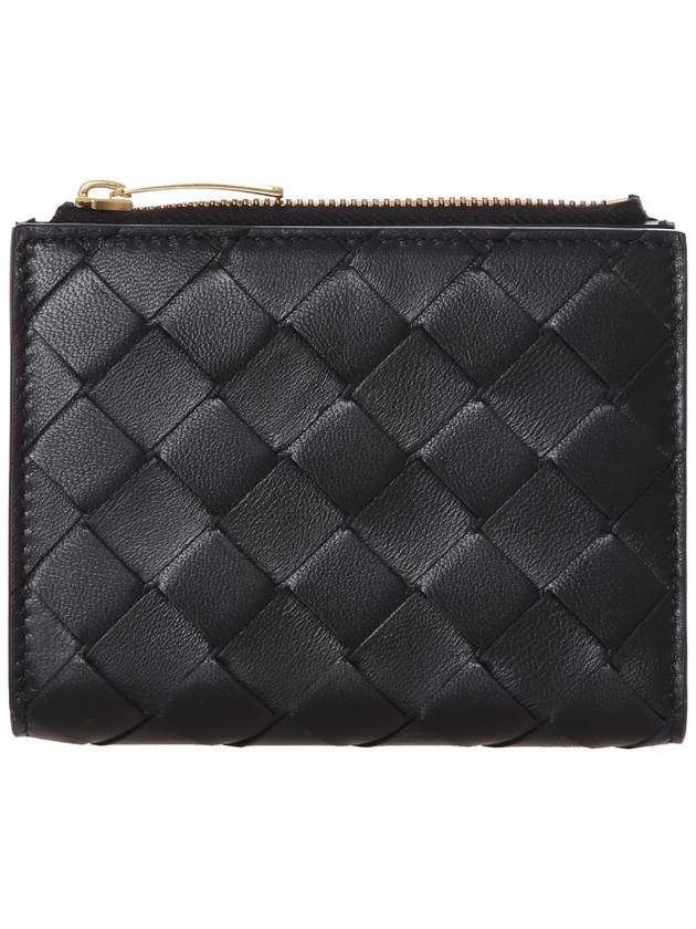 Intrecciato Small Leather Half Wallet Black - BOTTEGA VENETA - BALAAN 2