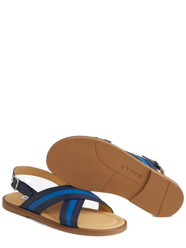 Crossover Strap Leather Sandals Black Blue - BALLY - BALAAN 4