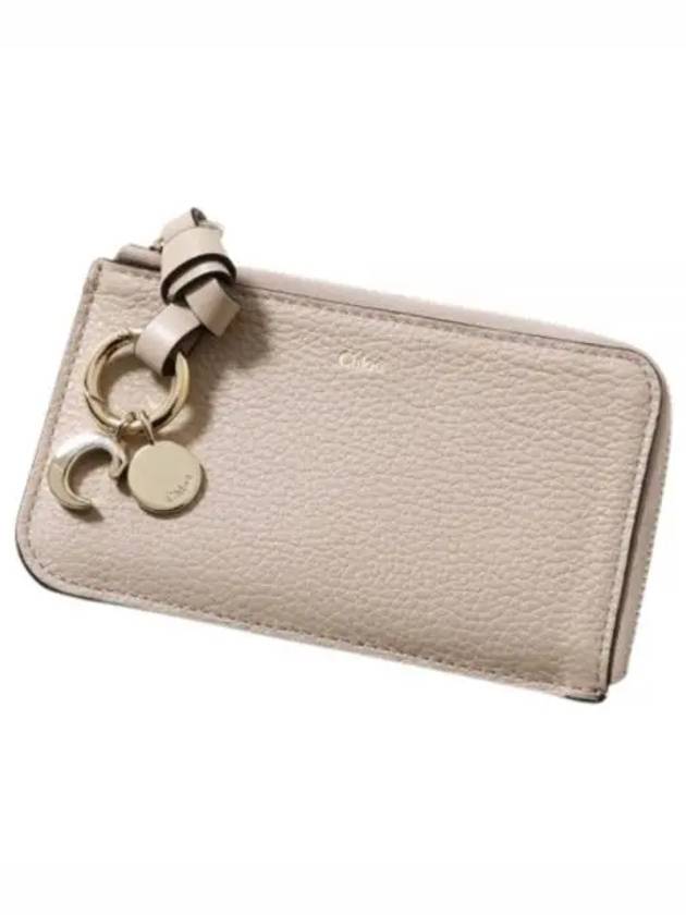 Alphabet Half Zipper Leather Card Wallet Beige - CHLOE - BALAAN 2