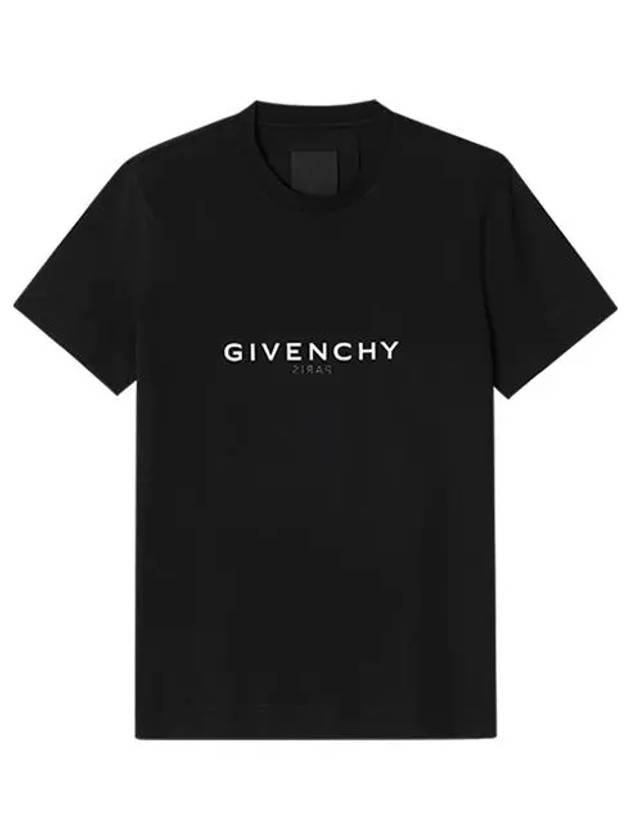 Men's Reverse Logo Round Slim Short Sleeve T-Shirt Black - GIVENCHY - BALAAN 4