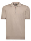 Men's Half Zip-up Cotton Polo Shirt Beige - KITON - BALAAN 1