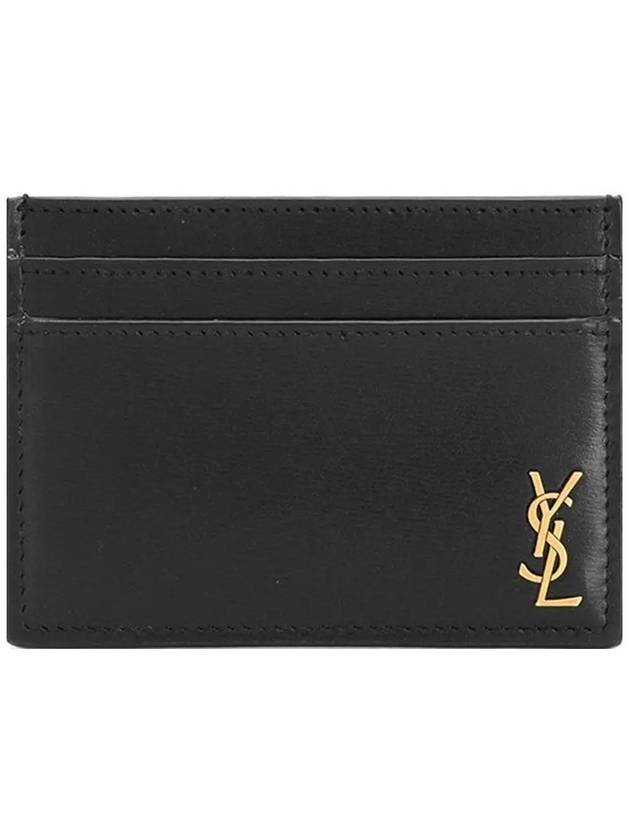 Tiny Monogram Shiny Leather Card Case Black - SAINT LAURENT - BALAAN 2