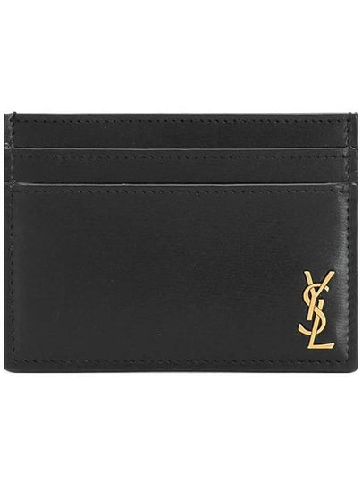 Tiny Monogram Shiny Leather Card Case Black - SAINT LAURENT - BALAAN 2