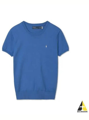 W Cotton Blend Short Sleeve Sweater Blue - POLO RALPH LAUREN - BALAAN 1