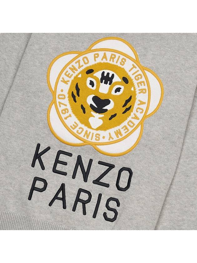 Women's Tiger Academy Wool Knit Top Pale Grey - KENZO - BALAAN 6