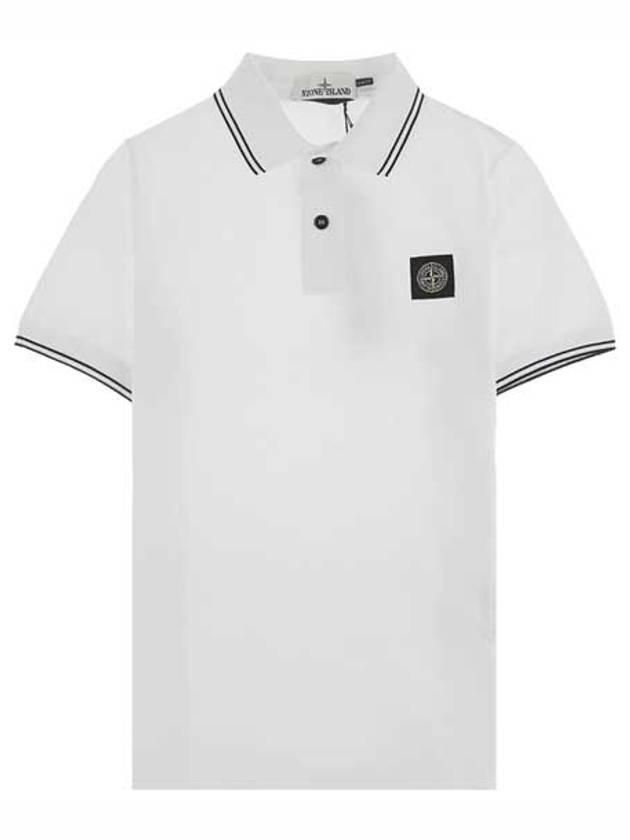 Men's Logo Patch Short Sleeve PK Shirt White - STONE ISLAND - BALAAN.