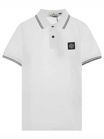 Men's Two Line Wappen Patch Cotton Short Sleeve Polo Shirt White - STONE ISLAND - BALAAN 2