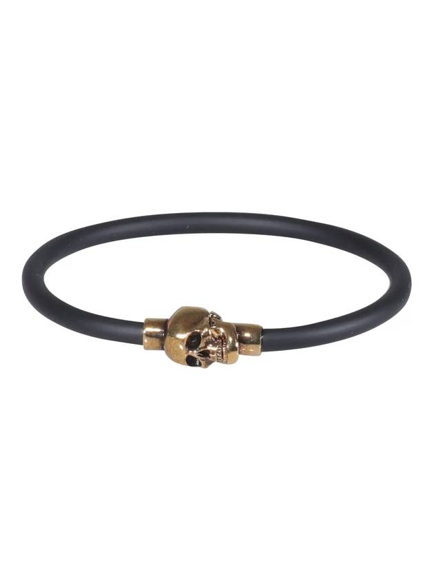 Gold Skull Head Bracelet Black - ALEXANDER MCQUEEN - BALAAN 1