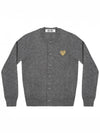 Comme des Gar ons Gold Wappen Wool Round Neck Cardigan Charcoal - COMME DES GARCONS PLAY - BALAAN 1