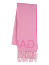 logo wool muffler pink - GANNI - BALAAN.