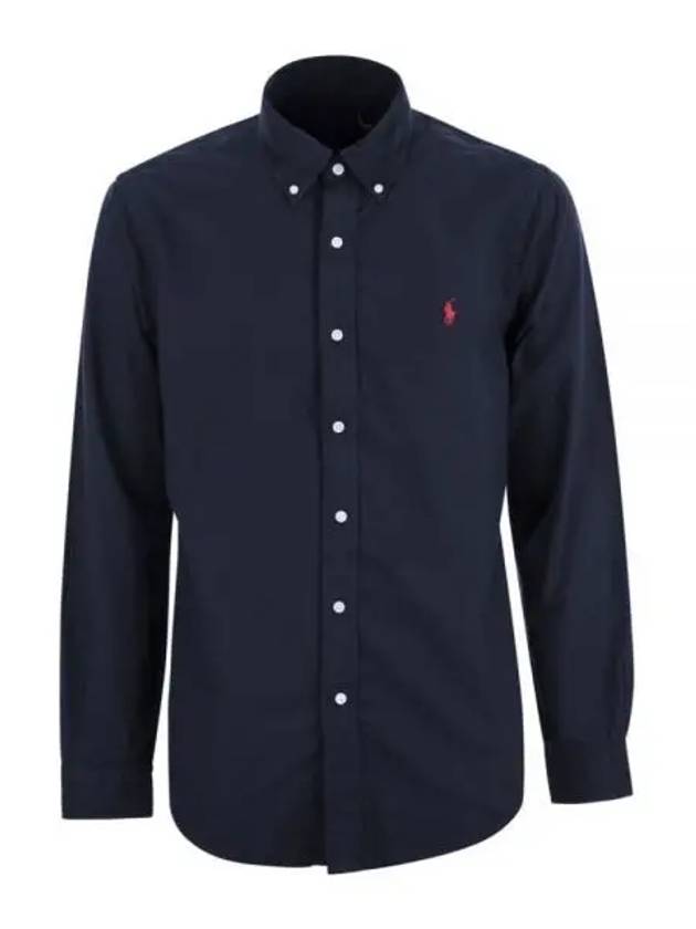 Embroidered Pony Logo Long Sleeve Shirt Navy - POLO RALPH LAUREN - BALAAN 2