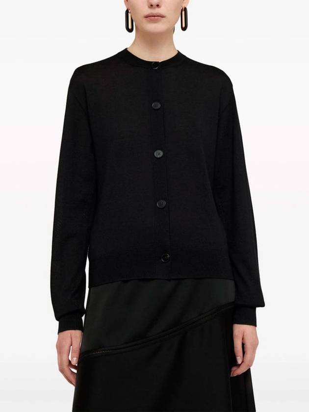 V-neck Button Cashmere Wool Cardigan Black - JIL SANDER - BALAAN 4