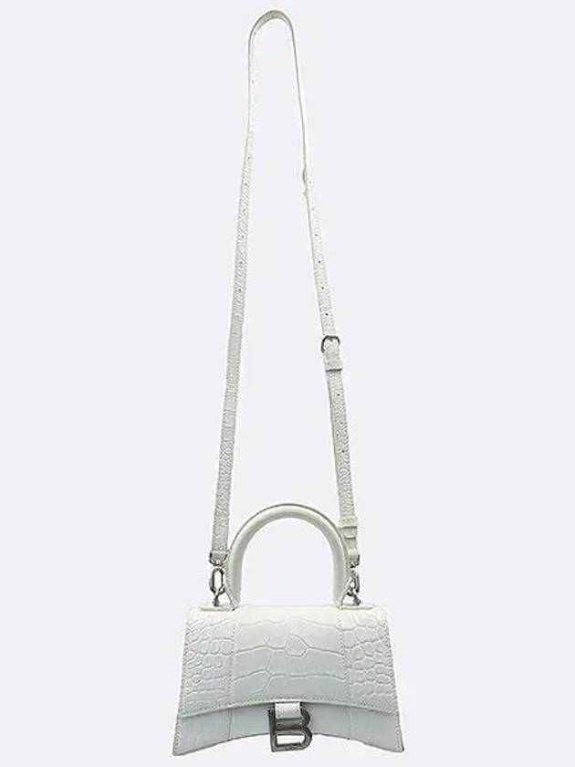 592833 Hourglass White Color Crocodile Pattern Leather Gold Logo XS Tote Bag Shoulder Strap 2WAY - BALENCIAGA - BALAAN 4