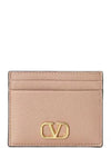 V Logo Signature Card Wallet Rose Cannelle - VALENTINO - BALAAN 2