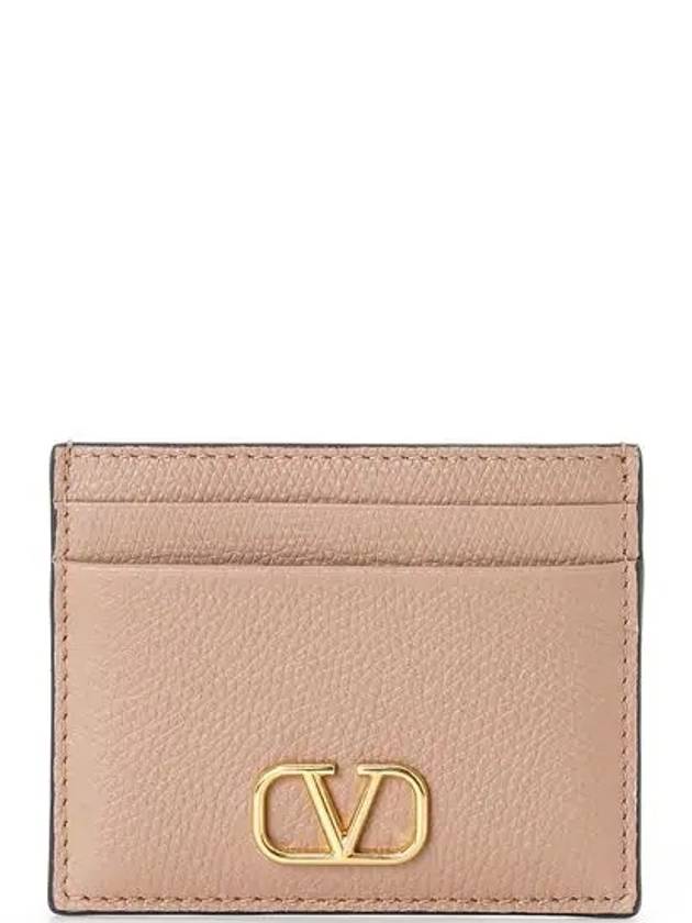 V Logo Signature Card Wallet Rose Cannelle - VALENTINO - BALAAN 2