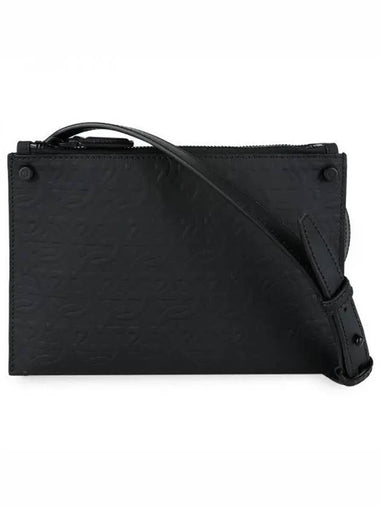 Ferragamo Gancini embossed logo clutch cross bag black 241225 001 271471 1062485 - SALVATORE FERRAGAMO - BALAAN 1