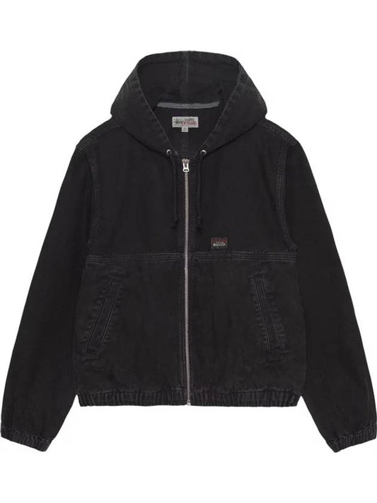 Unlined Canvas Work Cotton Zip-up Jacket Black - STUSSY - BALAAN 1