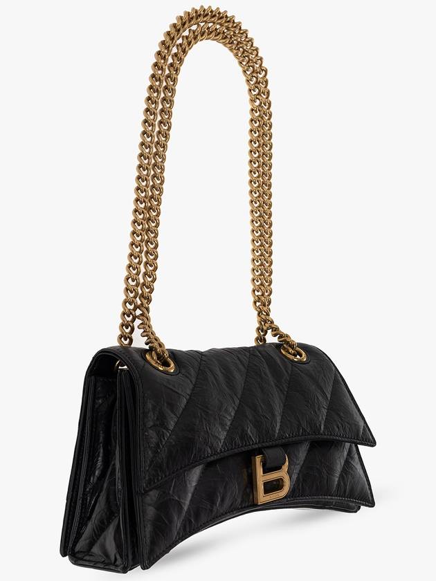 Women's Crush Logo Gold Chain Small Shoulder Bag Black - BALENCIAGA - BALAAN 5