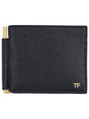 Small Grain Leather Money Clip Half Wallet Black - TOM FORD - BALAAN 2