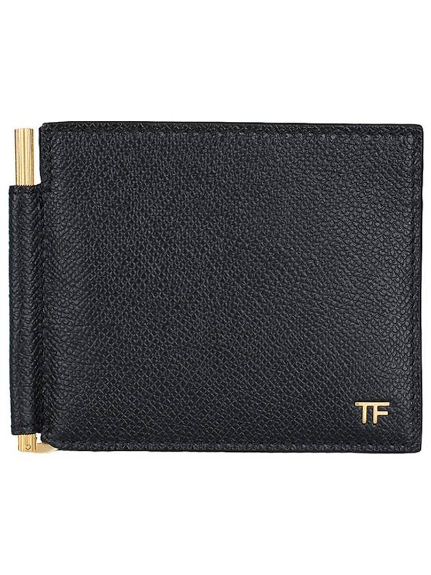 Small Grain Leather Money Clip Half Wallet Black - TOM FORD - BALAAN 2